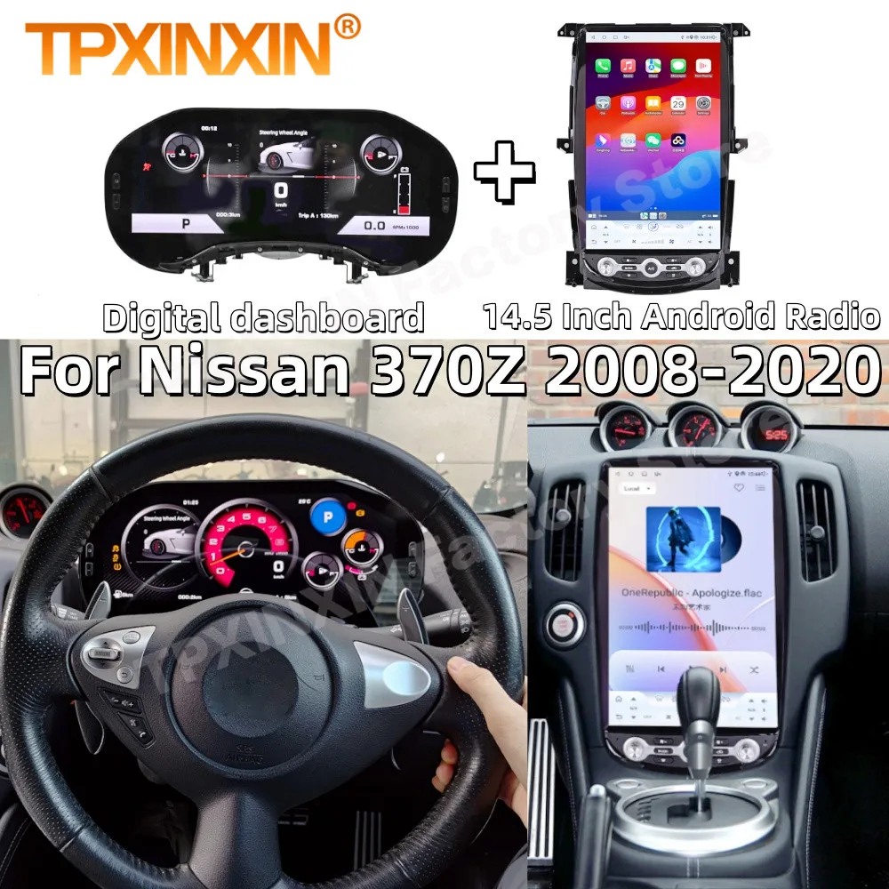 Radio para Auto Android con Pantalla LCD Digital, Panel de Instrumentos Virtual con Carplay, Velocímetro para Nissan 370Z 2009~2020