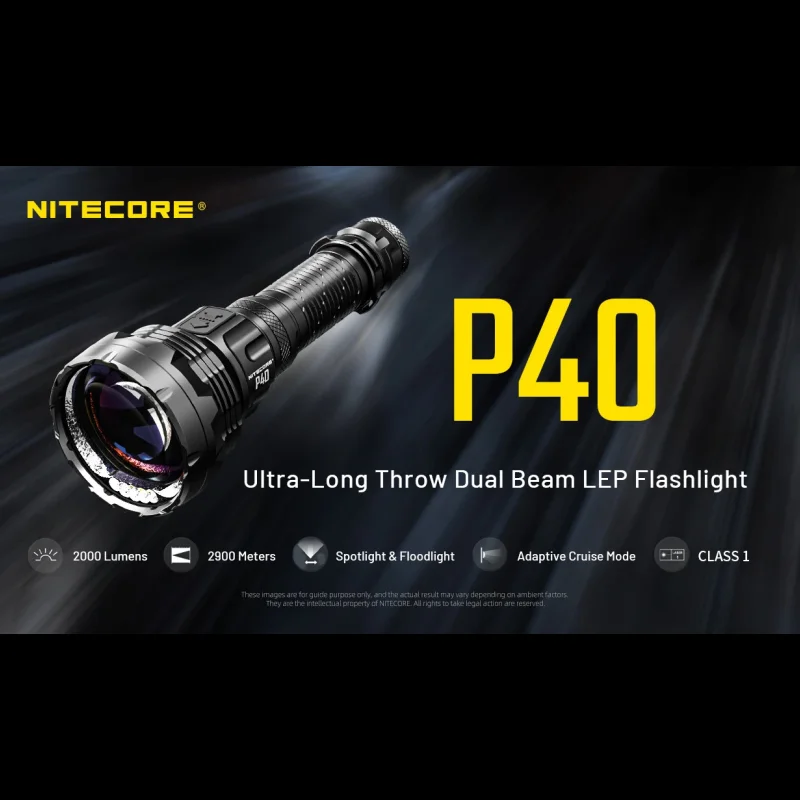NITECORE P40 Search LEP Flashlight 2000Lumens Max Beam Distance 2,900m USB-C Rechargeable With 5500mAH Battery