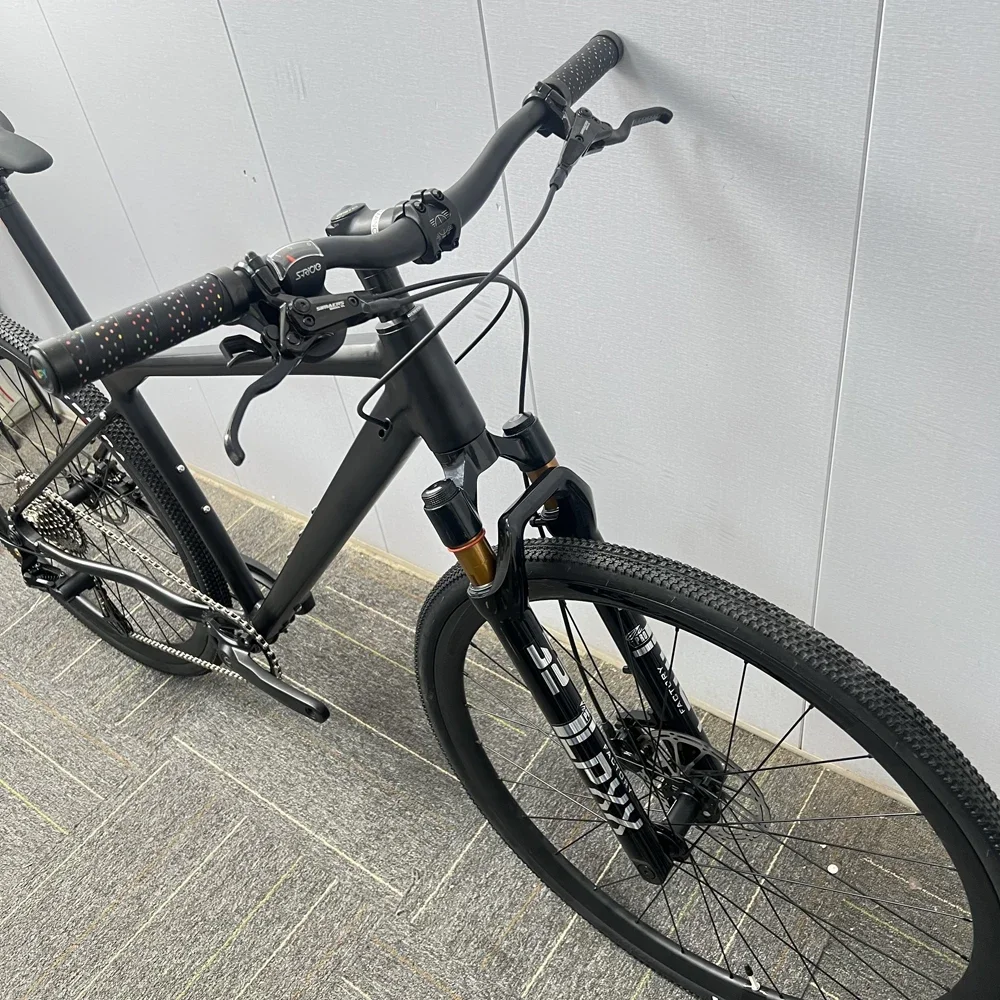 SpiritX Mountain Road Bike AluminumFrame Gravel Specific AirSuspension Lockable Fork 9Speed Hydraulic Brake 700C35CTires Bicycle