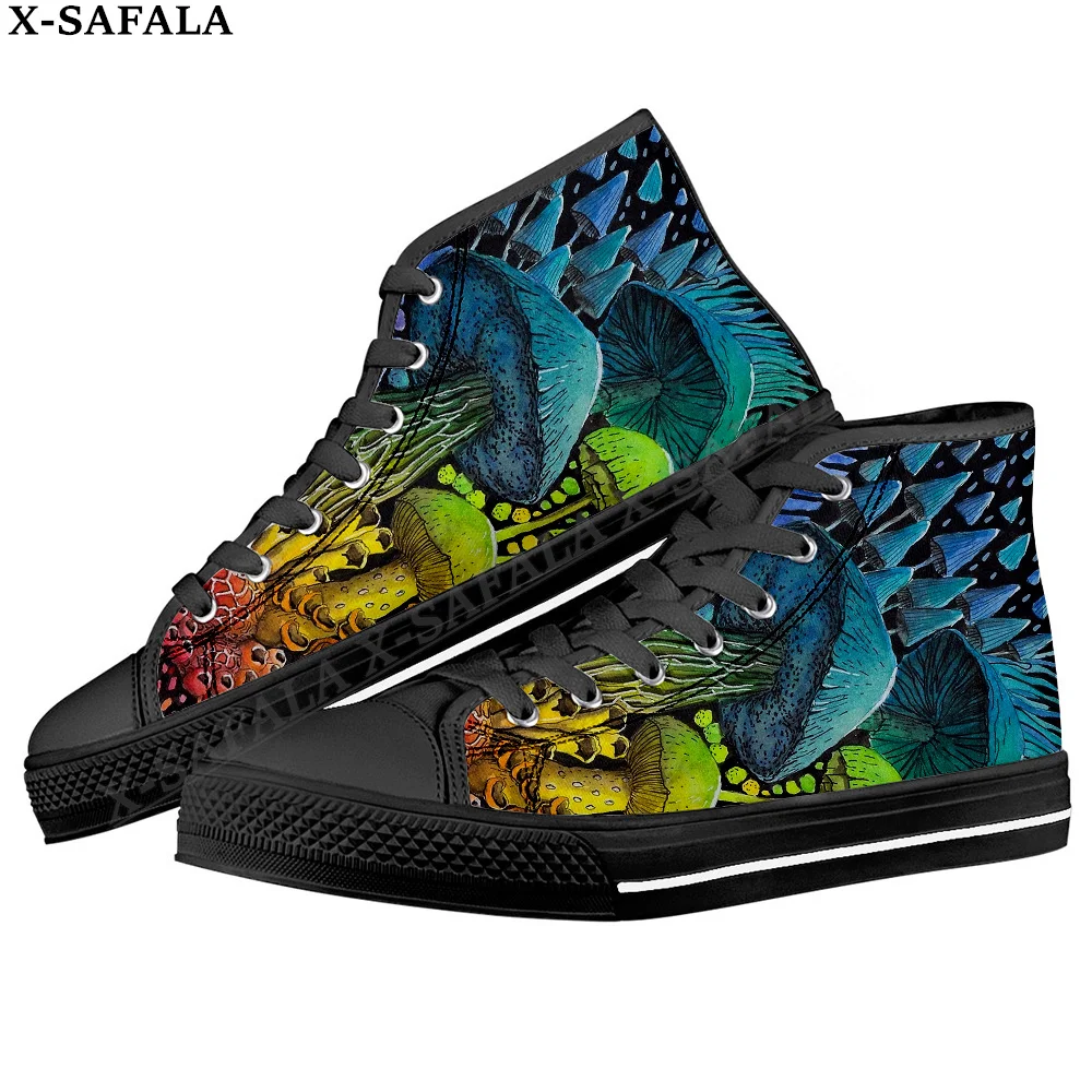 Nature Mushroom Hippie Men Vulcanized Sneakers High Top Canvas Shoes Classic Brand Design Men Flats Shoes Lace Up Footwear-6