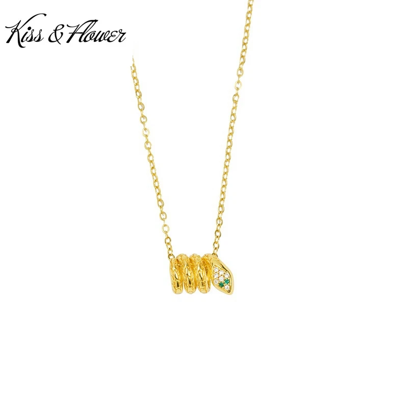 

KISS&FLOWER Gold Vintage Snake Necklace Pendants For Women Wedding Party Birthday Christmas Bride Mother Girl Ladies Gifts PD180