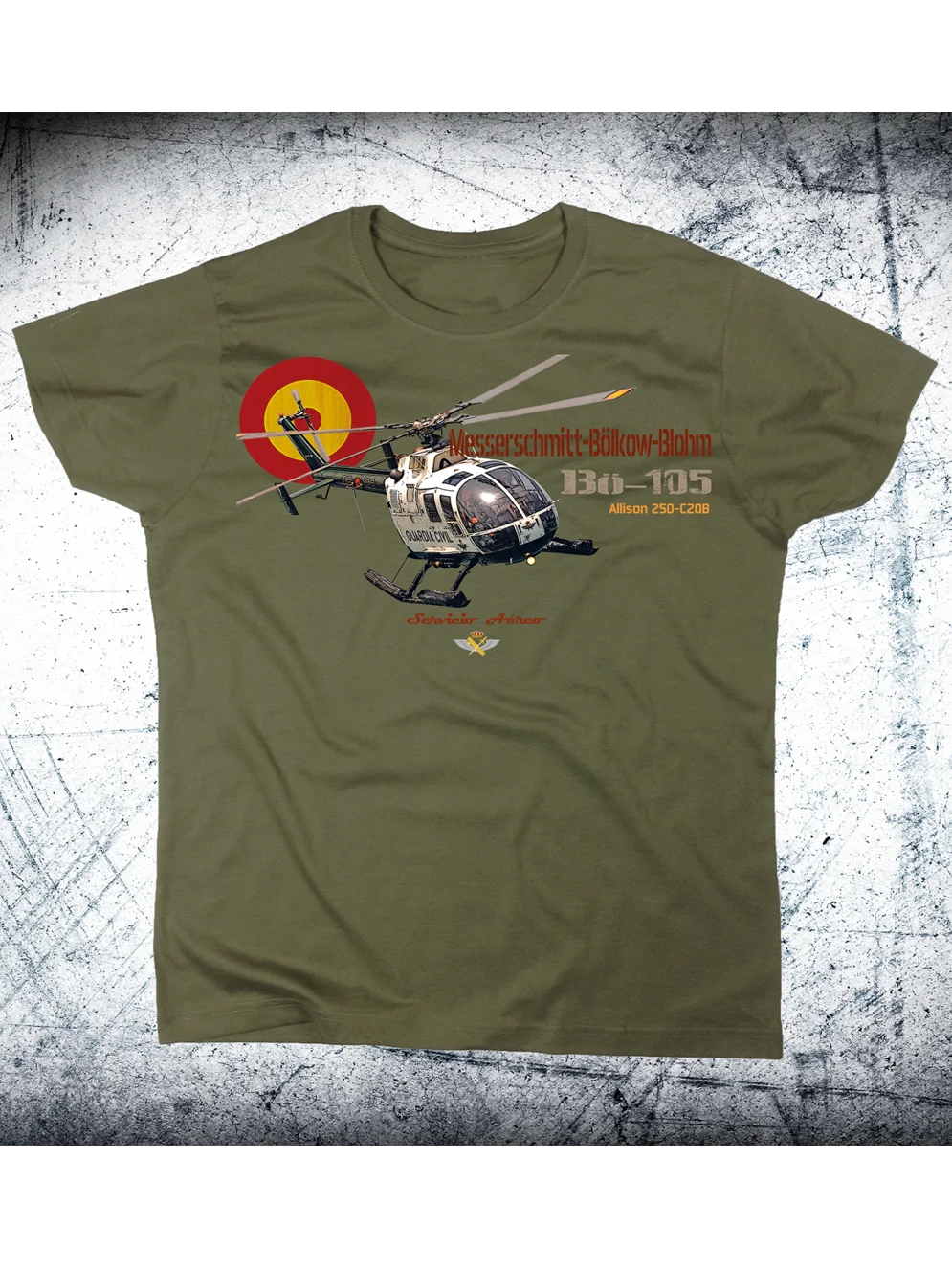 Spain Guardia Civil Bo-105 Helicopter T-Shirt. Premium Cotton Short Sleeve O-Neck Mens T Shirt New S-3XL