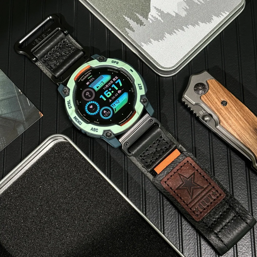 Genuine Leather Watch Band For Garmin Quickfit 20 22 26mm Retro Cowhide Straps Compatible Tactix Epix Instinct Marq