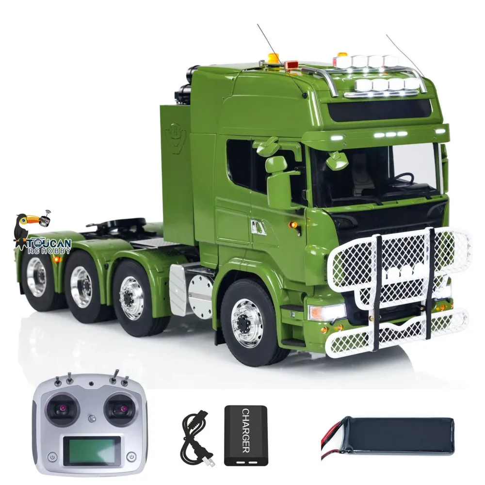 RTR 1/14 8X8 RC Tractor Truck Remote Control Car Smoke Unit TOUCAN Metal Chassis Sound Light System Vehicle Toy Model Gifts