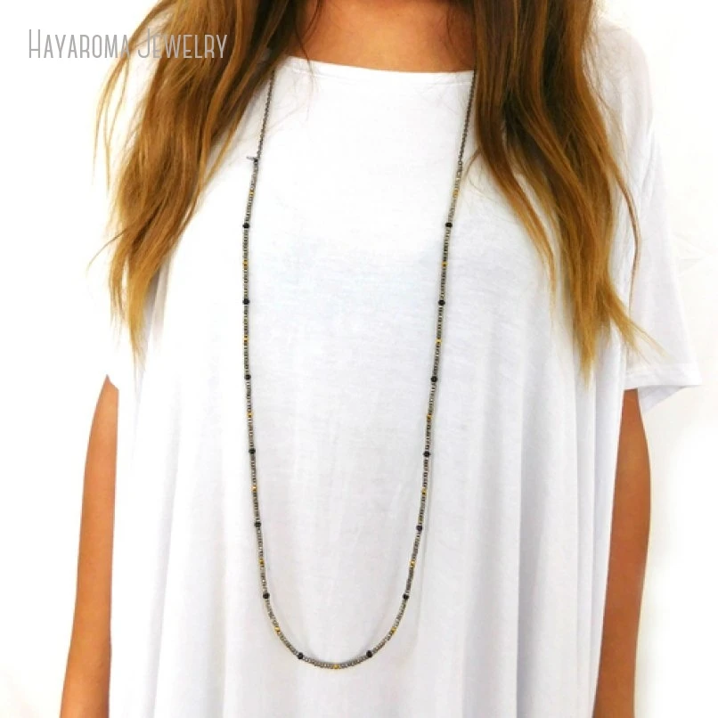 

10Pcs Pyrite Gemstone Bead Layered Necklace Everyday Minimalist Boho Women Crystal Protection Jewelry