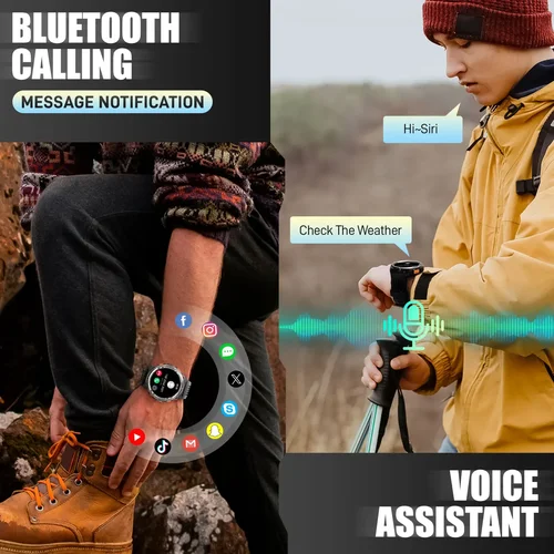 Imagen 2 del producto Reloj inteligente EIGIIS KE5 2024 3ATM resistente al agua diseño Original reloj deportivo con brújula y barómetro de altitud linterna LED llamada