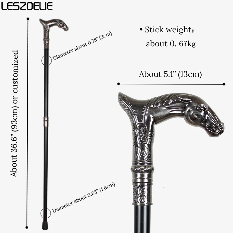 Серебряная голова лошади, роскошная модная трость, мужская декоративная трость, женская винтажная металлическая трость, мужское украшение, трость