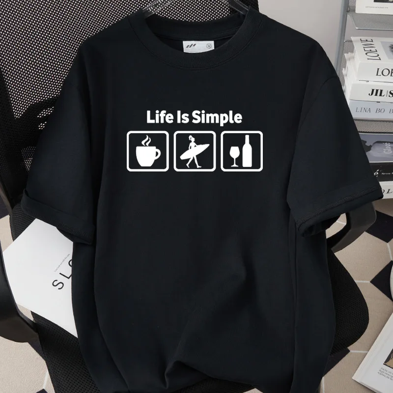 Mens Short Sleeve T Shirt Problem Solved Surfing Woman Graphic Tee Funny Office Humor Casual Crew Neck Tops Outdoor Daily Wear