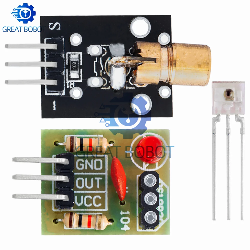 BS KY-008 650nm Laser Transmitter Module with Laser Sensor Module Non-Modulator Tube Laser Receiver Module Kit