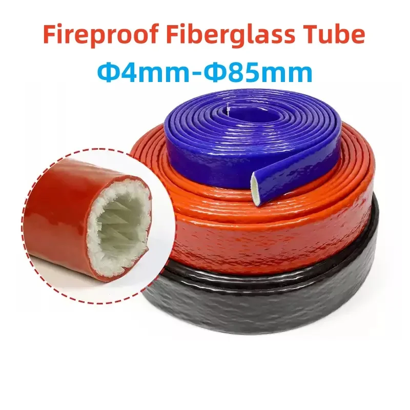 1 Mete High Temperature Resistant Fiberglass Tube Φ4mm-Φ85mm Silicone Fiberglass Tube Fire Retardant Casing Pipe