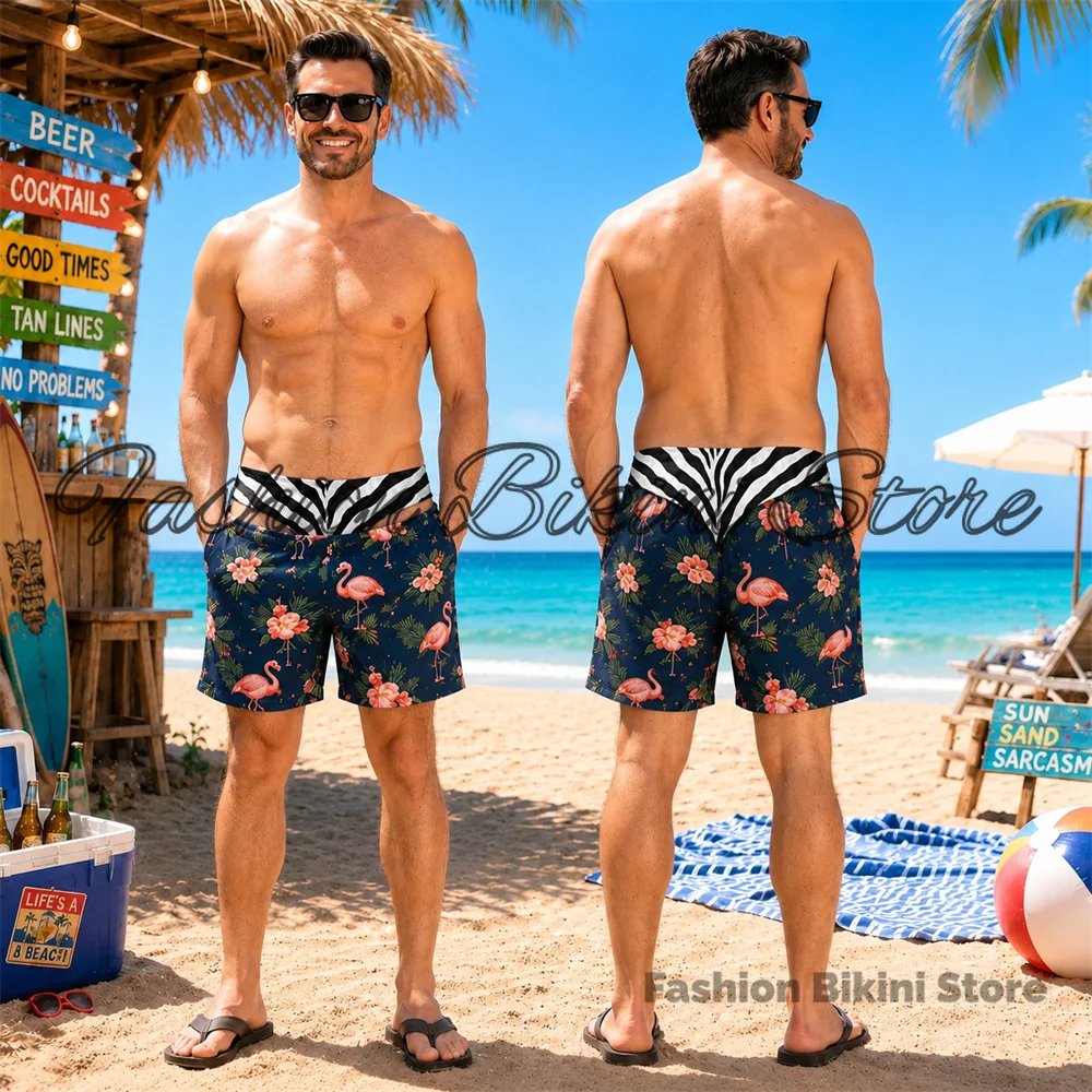2026 Summer Funny Fake Buttocks Swim Trunks For Men Leopard Personality Beach Party Board Shorts Boyfriend Husband Fun Gift
