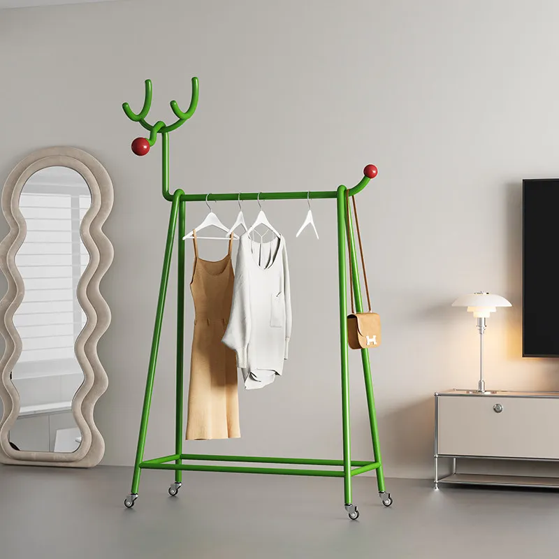 

Creative Iron Floor-Standing Coat Rack Bedroom Simple Home Use Multifunctional Cute Movable Living Room Children's Clothing