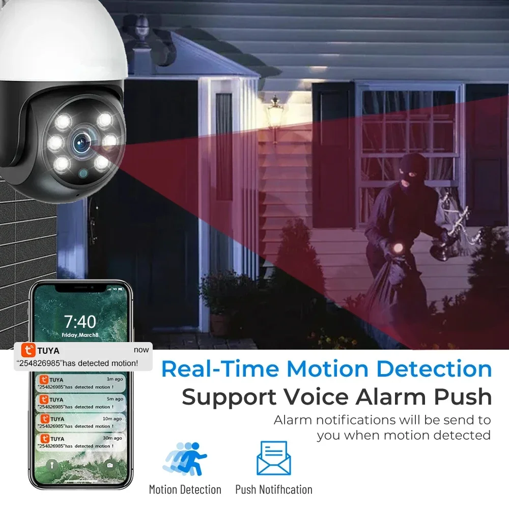 Tuya 5G 2.4G 3MP 5MP WiFi PTZ Camera Outdoor Motion Detection Full Color Night Vision Two Way Audio Wireless Security Camera