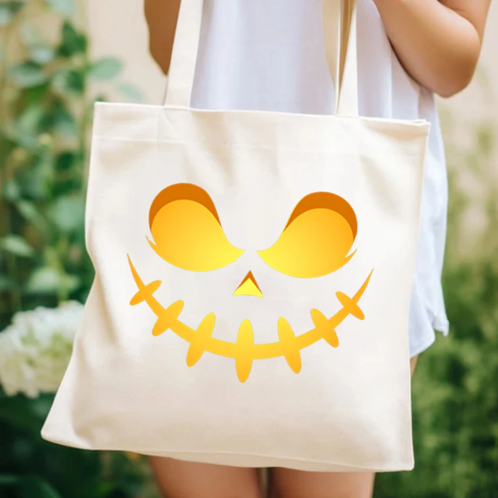 Halloween Pumpkin Face Tote Bag for Womens Pumpkin Face Women's Handbag's Cute Smiling Face Women's Tote Bags Halloween Handbags