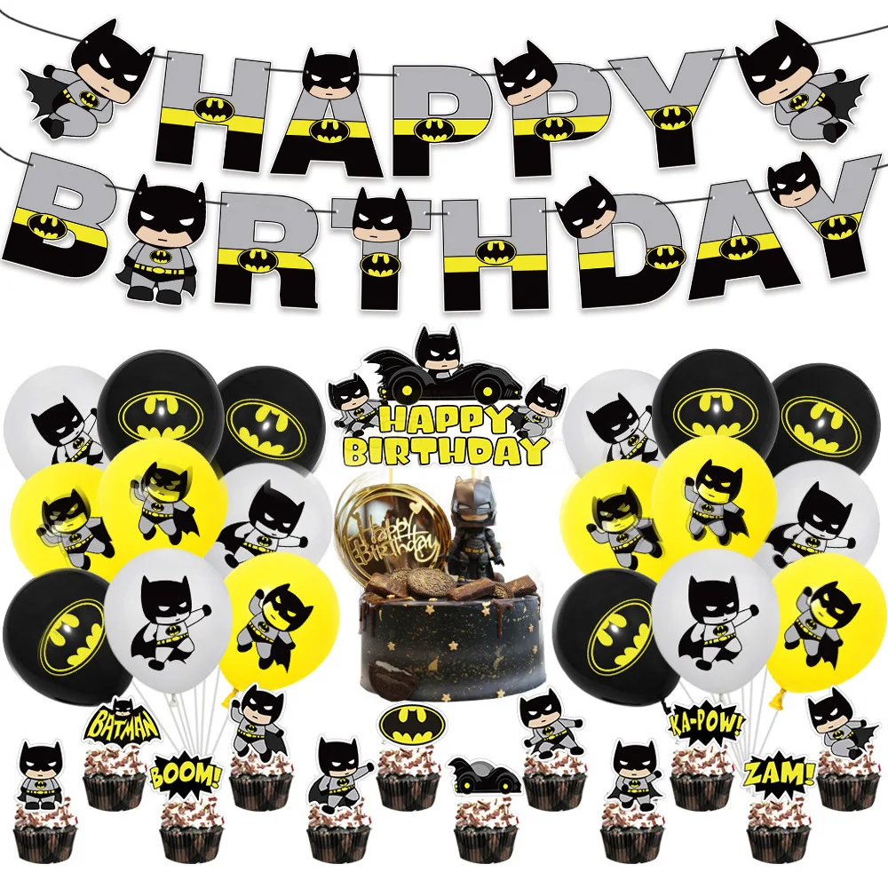 Fondo de fiesta de Anime de DC Comics, vajilla de fondo de Batman, película de aluminio, globo, paquete de decoración de fiesta de cumpleaños para niños