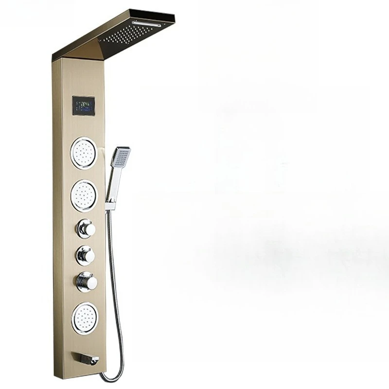 

Душевая решетка для уличного душа, полностью медный темный комплект, термостатический душ