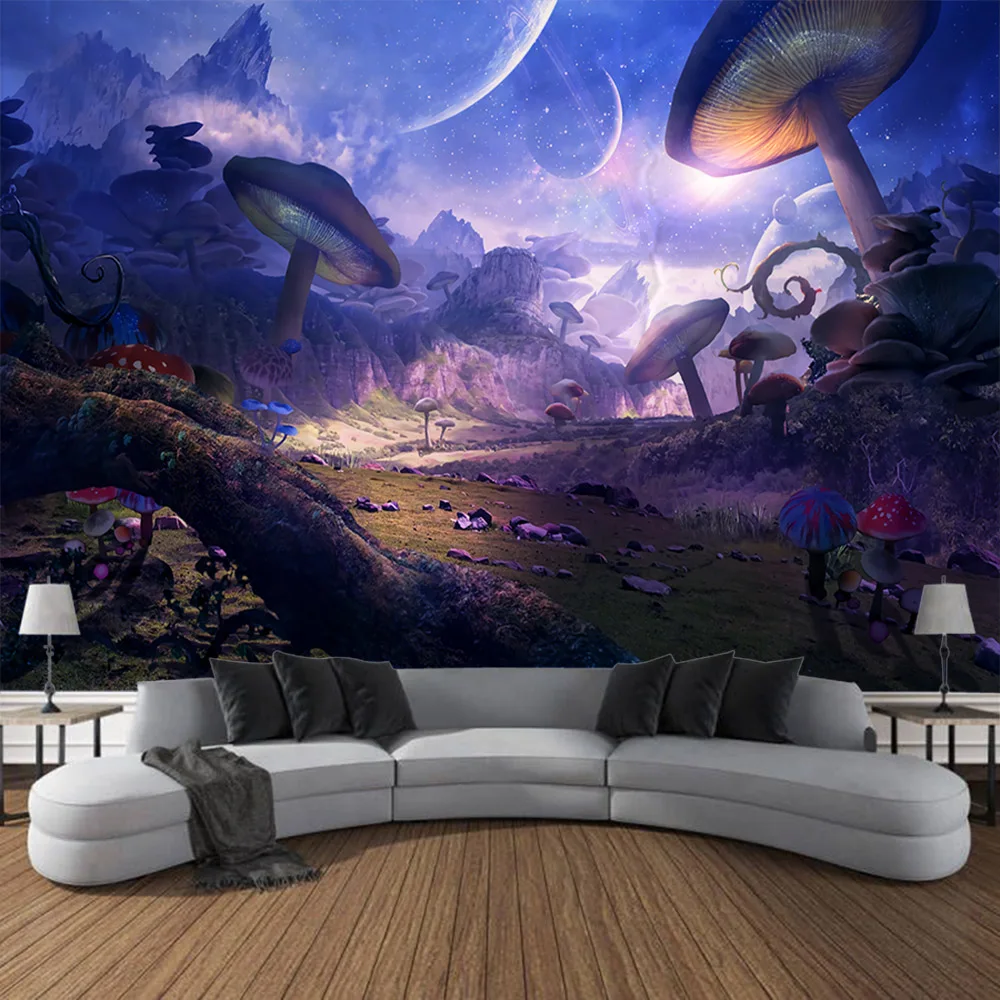 Fairy Tale Fantasy Mushroom Tapestry Bohemian Home Decoration Blanket Hippie Children's Room Art Decoration Tapestry