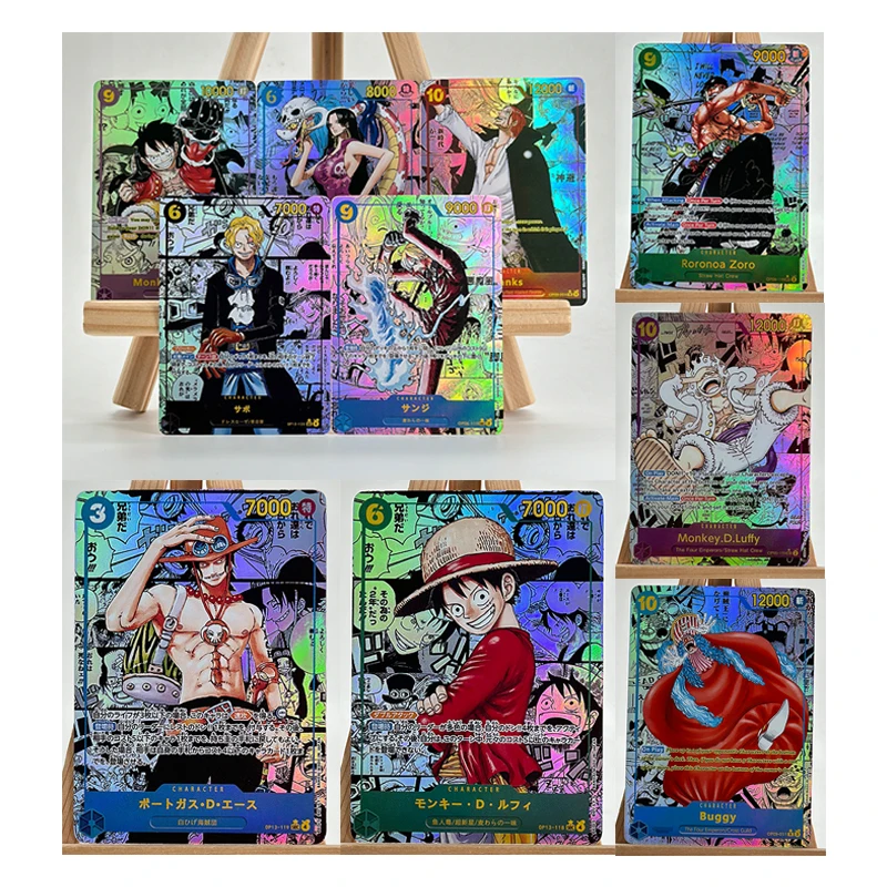 

Diy Homemade Japanese Anime One Piece Luffy Zoro Sabo Shanks Buggy English Korean Version Character Collection Card Toys Gift