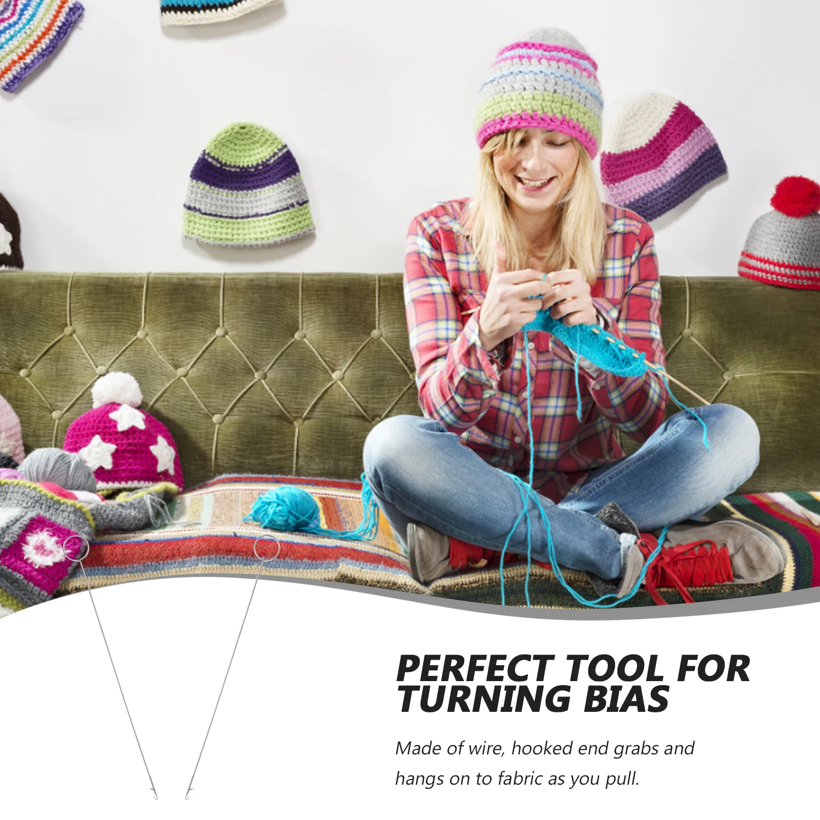 

2 Pcs Loop Turner Hook Tool for Bias Tubing Knitting Accessories Knitting Accessories Crochet Loop Maker Thin Metal Rod