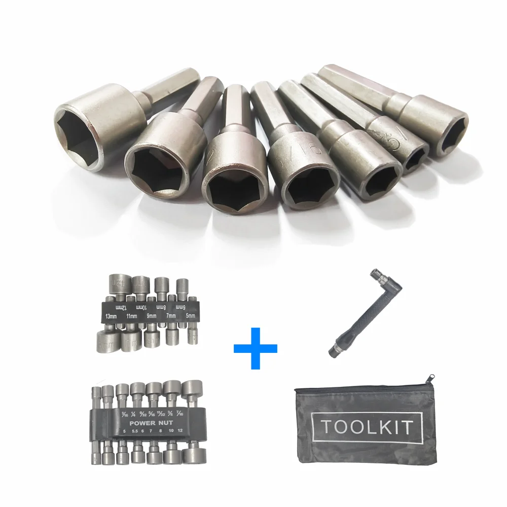 

9-16pcs/set Hex Socket Sleeve Nozzles Magnetic Nut Driver Set Drill Bit Adapter Hex Power Tools Powerful Socket