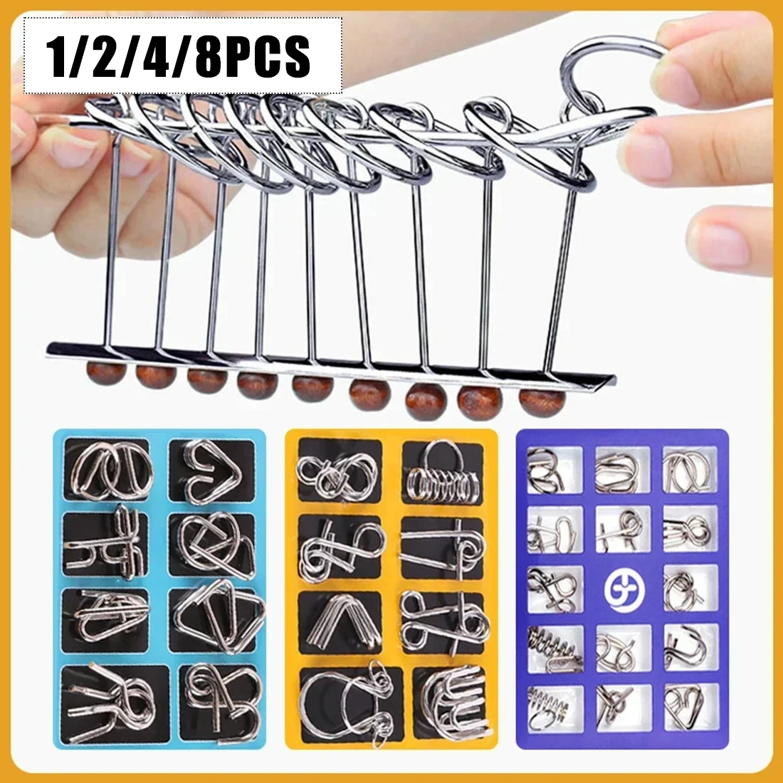 لعبة ألغاز حلقة معدنية صينية لتحفيز الدماغ، لعبة منطق الذكاء للبالغين والأطفال، لعبة سفر محمولة لتدريب العقل