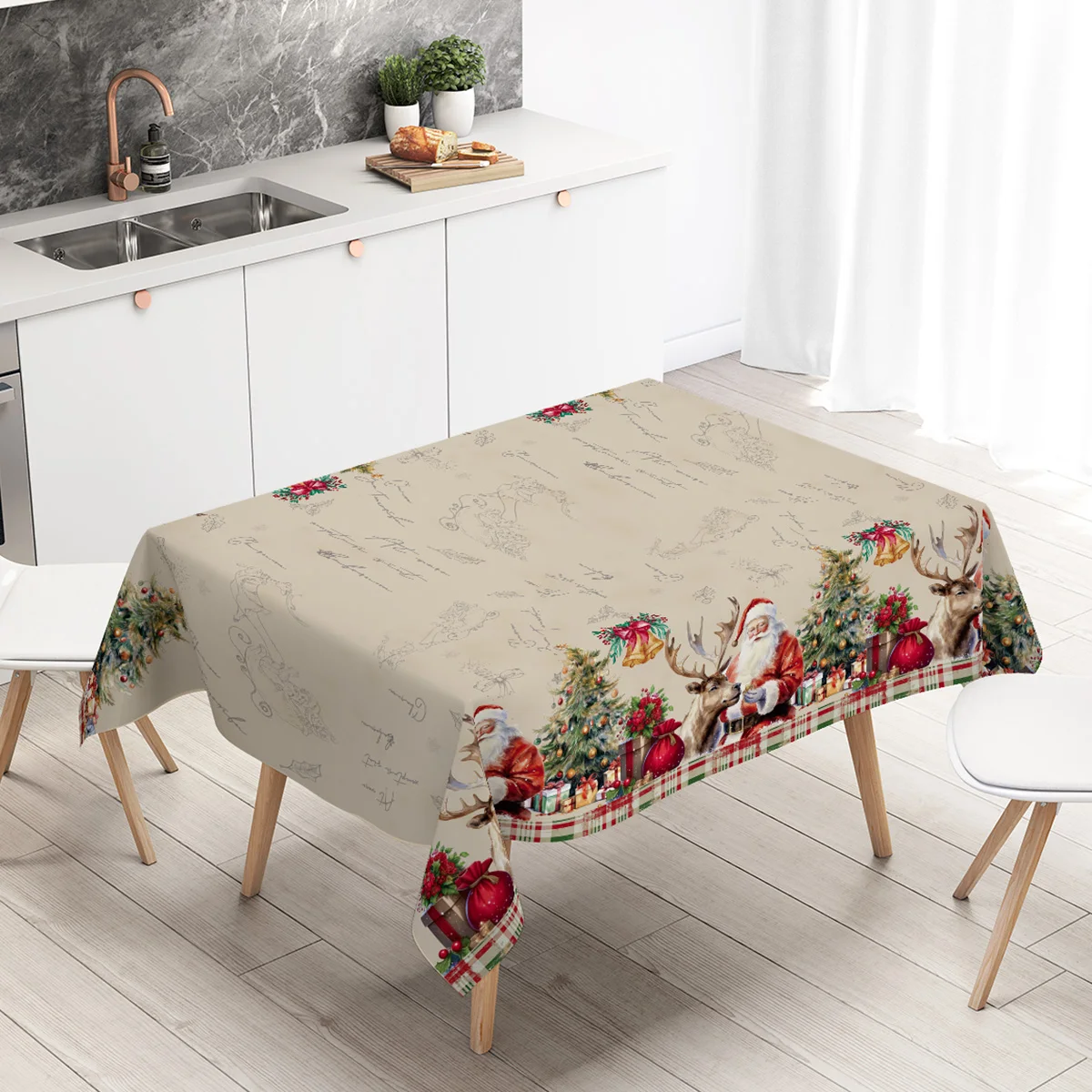 Christmas Santa Claus Tablecloth Merry Christmas Decorations For Home 2025 Navidad Noel Xmas Table Cover Happy New Year Gifts