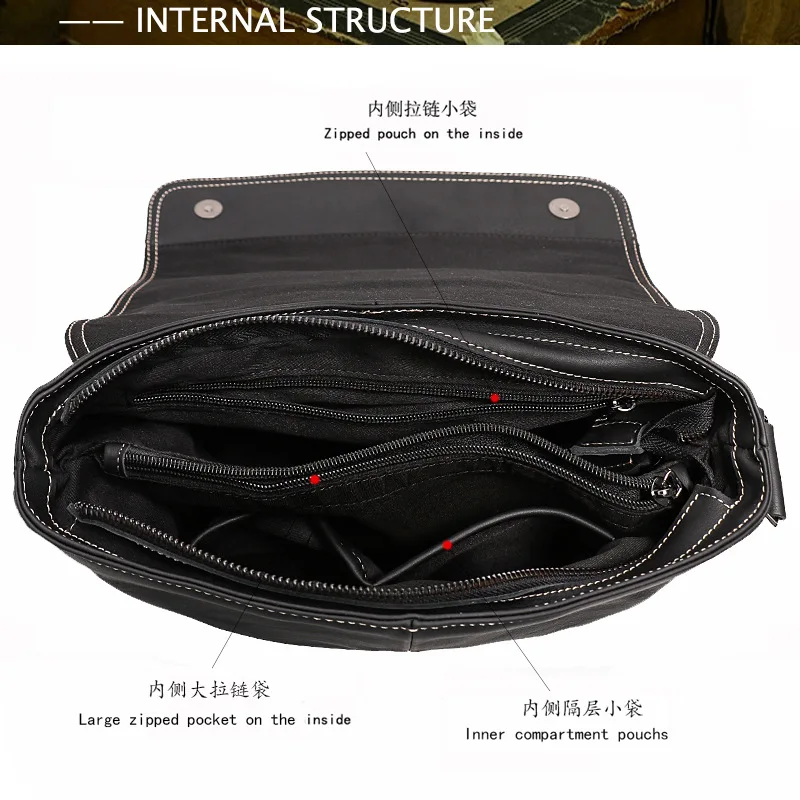 Retro men's business simple fashion all-in-one leather large capacity multi-functional shoulder crossbody bag