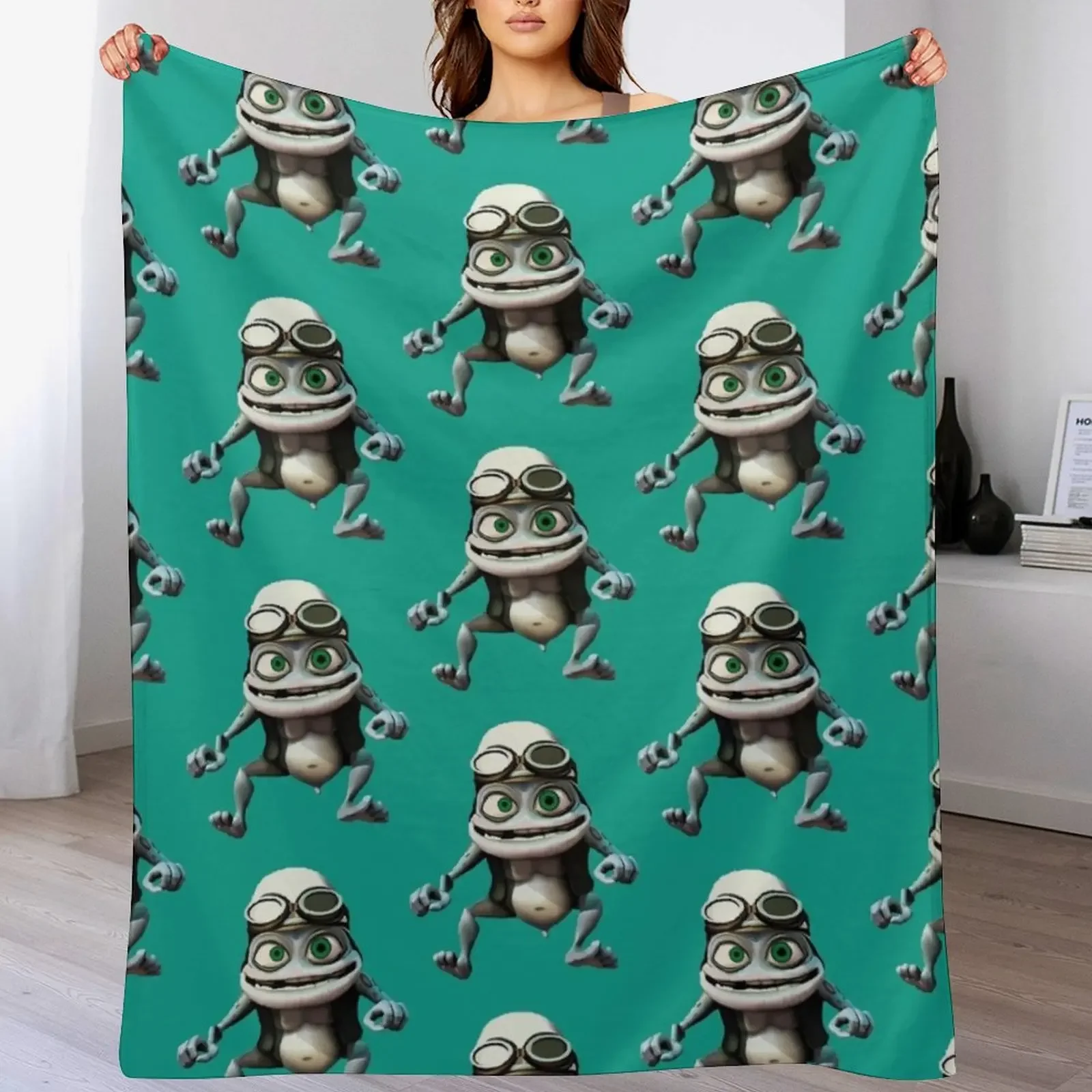 

Crazy Frog . Throw Blanket Cute Plaid Travel Soft Beds Hairy Blankets