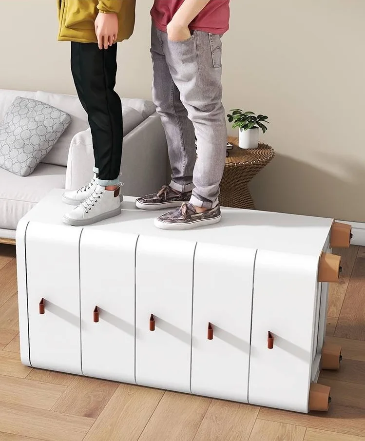 5 Layer Simple Drawer Storage Cabinet Living Room Toys Splinted Cabinet Frosted Plastic Wood Top Cabinet Bedroom Nightstand