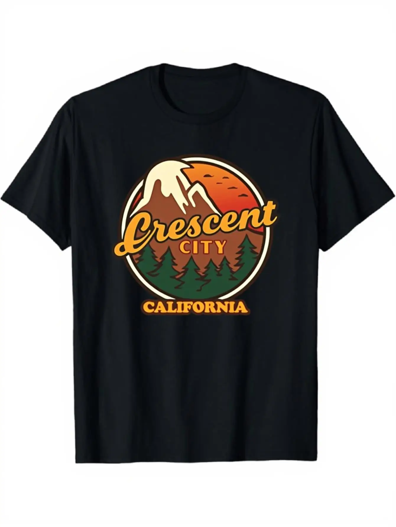 

Vintage Crescent City California Graphic T Shirt Men Women Classic Crewneck Short Sleeve Casual Cotton Tee