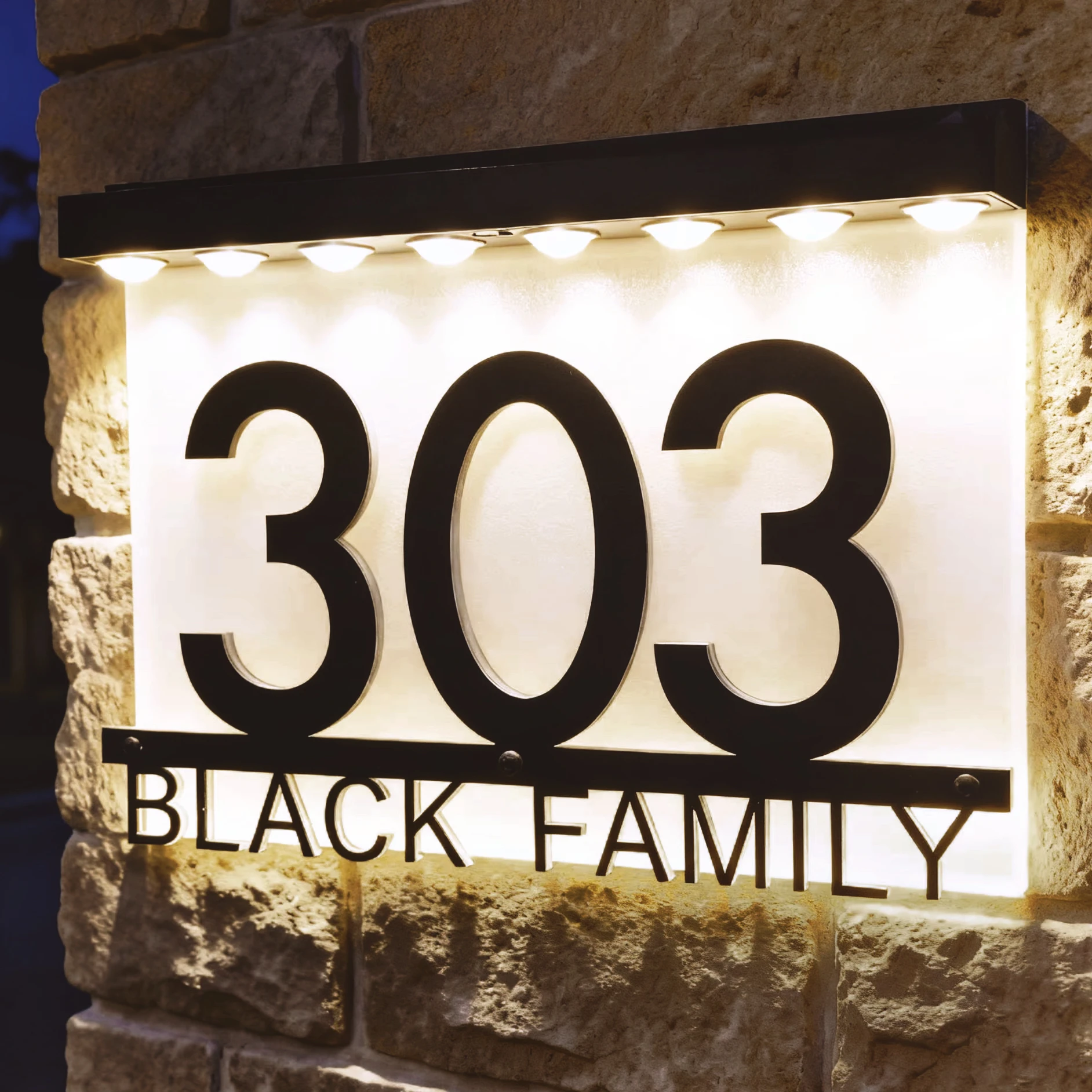 

Personalized House Sign Solar LED Luminous House Number Outdoor Solar Address Sign Outdoor Solar Light Door Sign with 6/8 Lamps