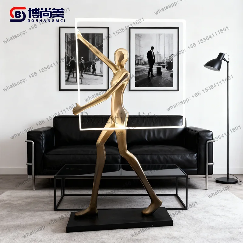 Factory Direct. standing posture figure statue, floor lamp, hotel sales office art ornament, creative light luxury large-scale