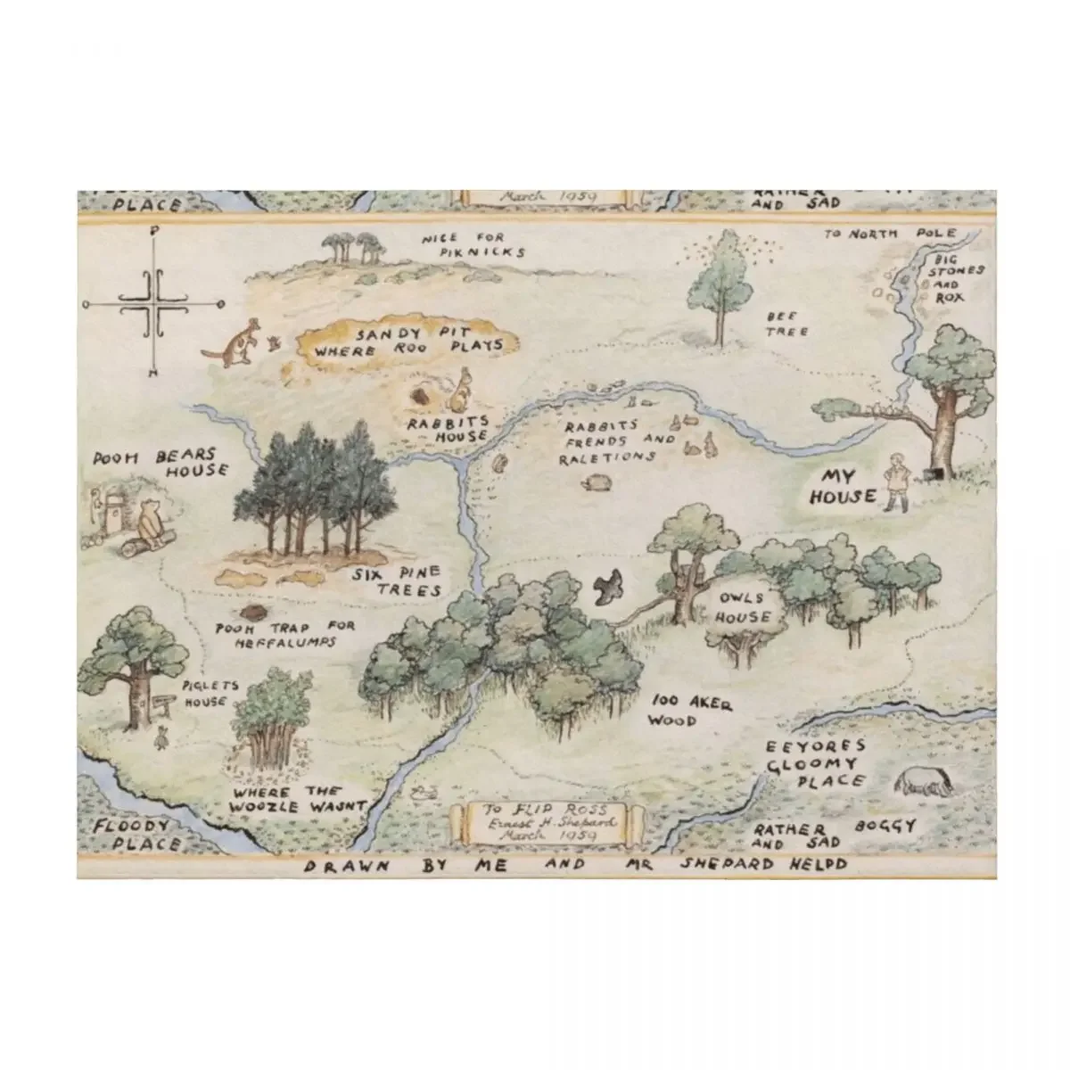 

Hundred Acre Wood Map Throw Blanket christmas gifts Warm Hairy for winter Blankets