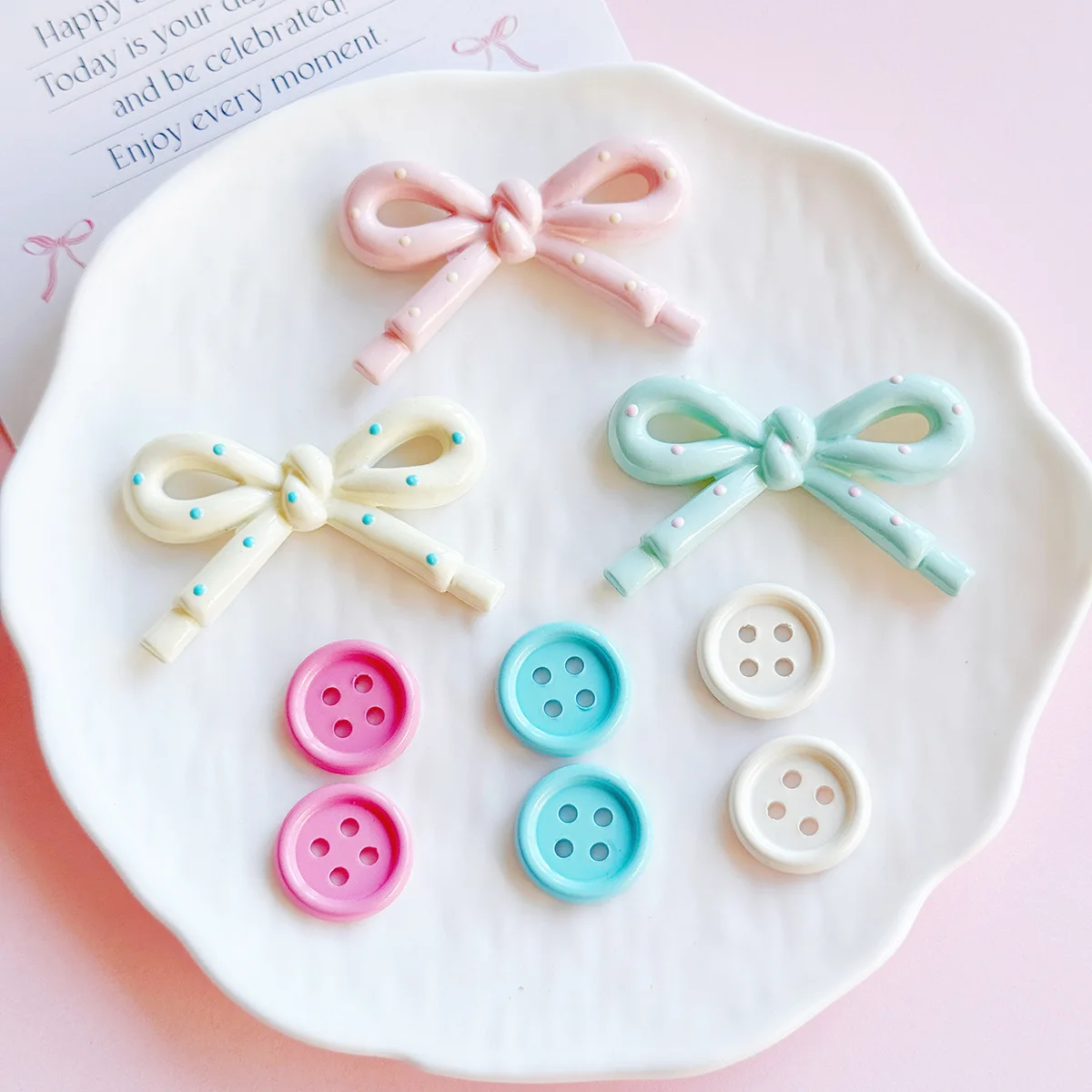 5 stücke miniso Acryl nette bogen schmuck zubehör handy fall haar schmuck loch schuhe blume DIY handgemachte materialien wholesa