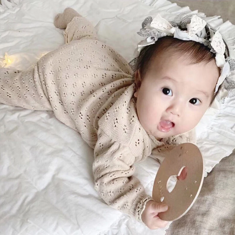 Spring Newborn Baby Girl Knitting Bodysuits Korean Style Infant Baby Girls Jumpsuit One piece Outfit Toddler Baby Girl Clothes