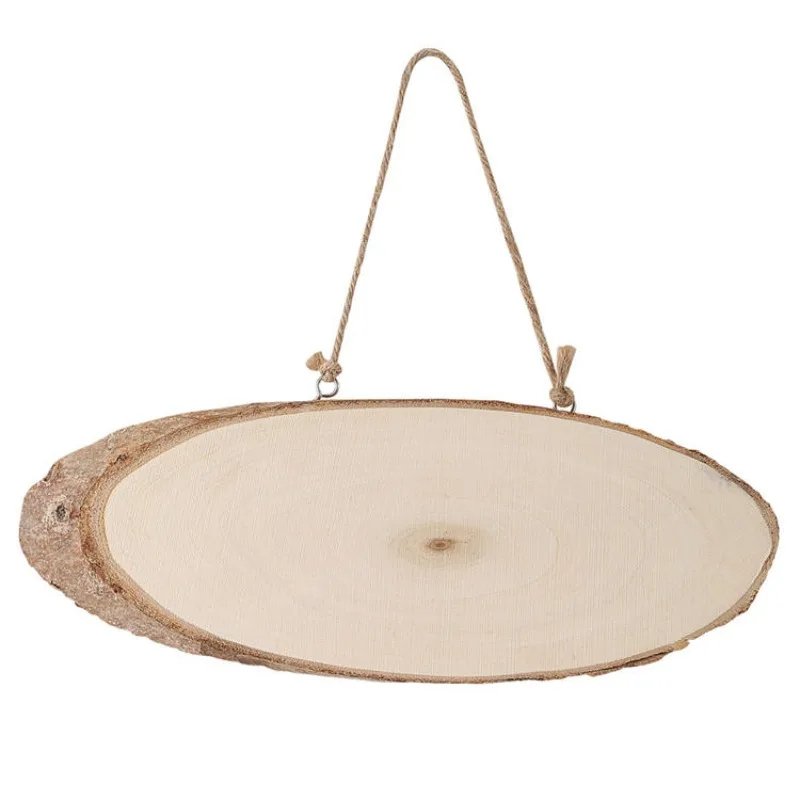 Oval unfinished planks, natural pine logs, for decoration