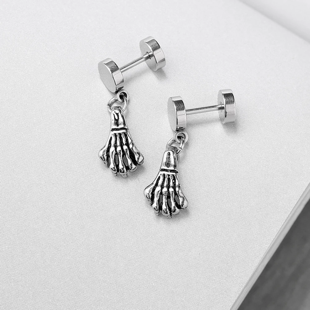 

1Pair Titanium Steel Earrings Cool Ear Drops Stylish Danglers Trendy Ear Jewelry Fashion Accessory for Women Funny Earrings