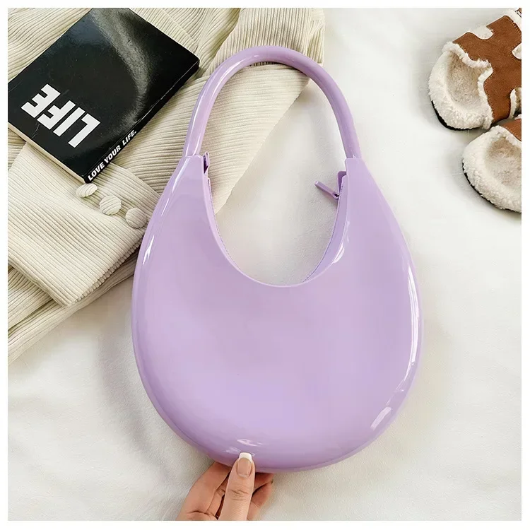 New Fashion Moonlight Hand held Jelly Bag PVC Trendy One Shoulder Handheld Women's Bag Minimalist Painted Leather Bag