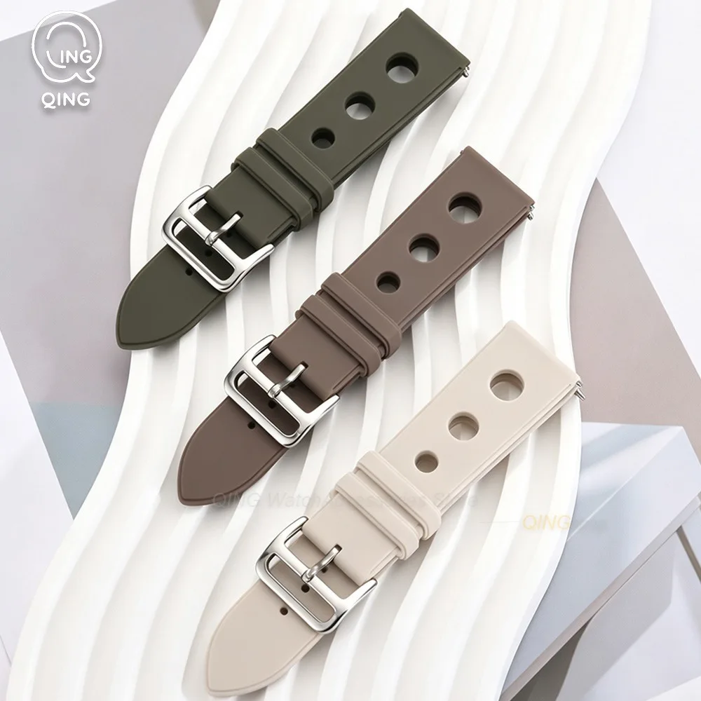 18mm 20mm22mm Quick Release High Tensile Silicone Watch Strap Band Sport Waterproof Rubber Bracelet for Samsung Galaxy 7/6/5/4/3