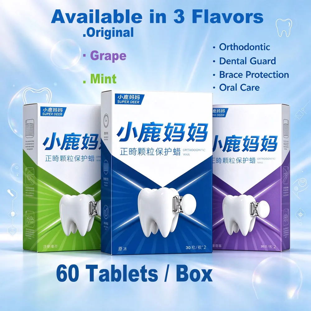 `SUPER DEER Granular Orthodontic Wax 60Pcs/Box  Braces Protective Original Mint Grape Flavor Anti-grinding Oral Care for Teeth