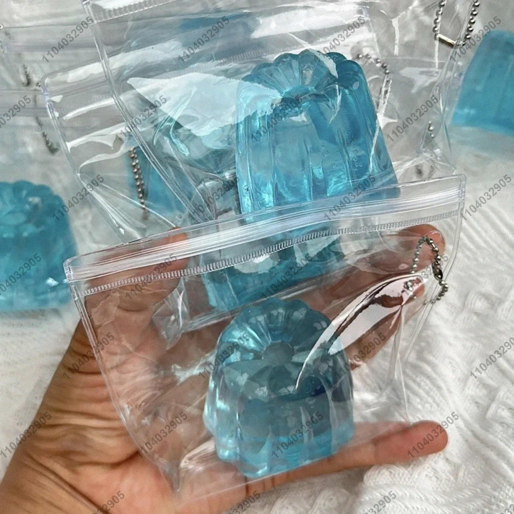 Blue Glacier Jelly Taba Squishy Silicone Transparent Blue Cannelés Jelly Squishy Squeeze Toy Stress Release Hand Relax Gift Toy