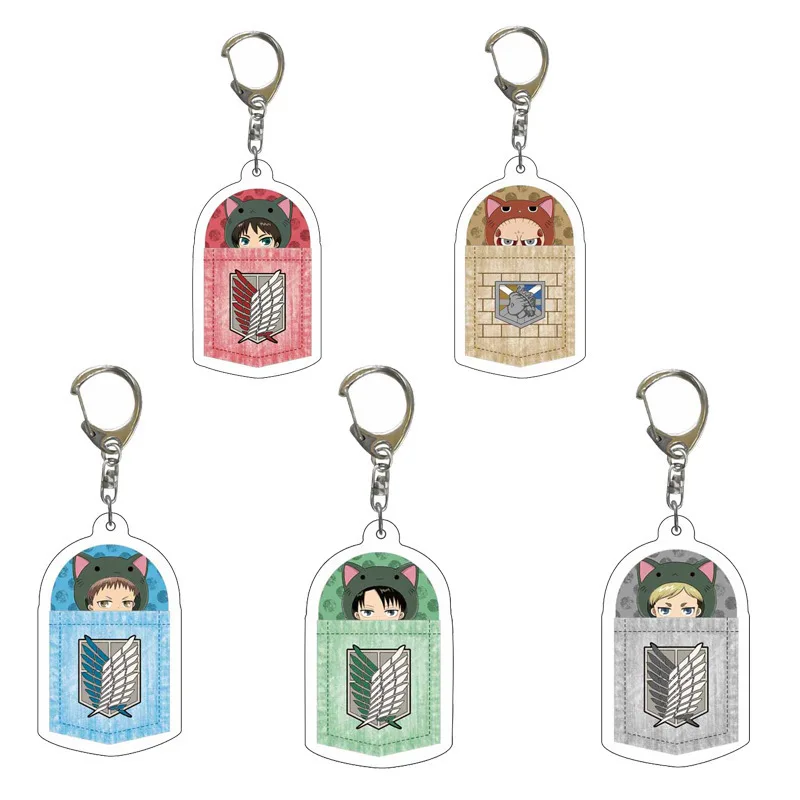 Attack On Titan Anime Peripheral Acrylic Figure Display Keychain Pendant Eren Mikasa Levi Creative Decorative Gift Accessories view 2