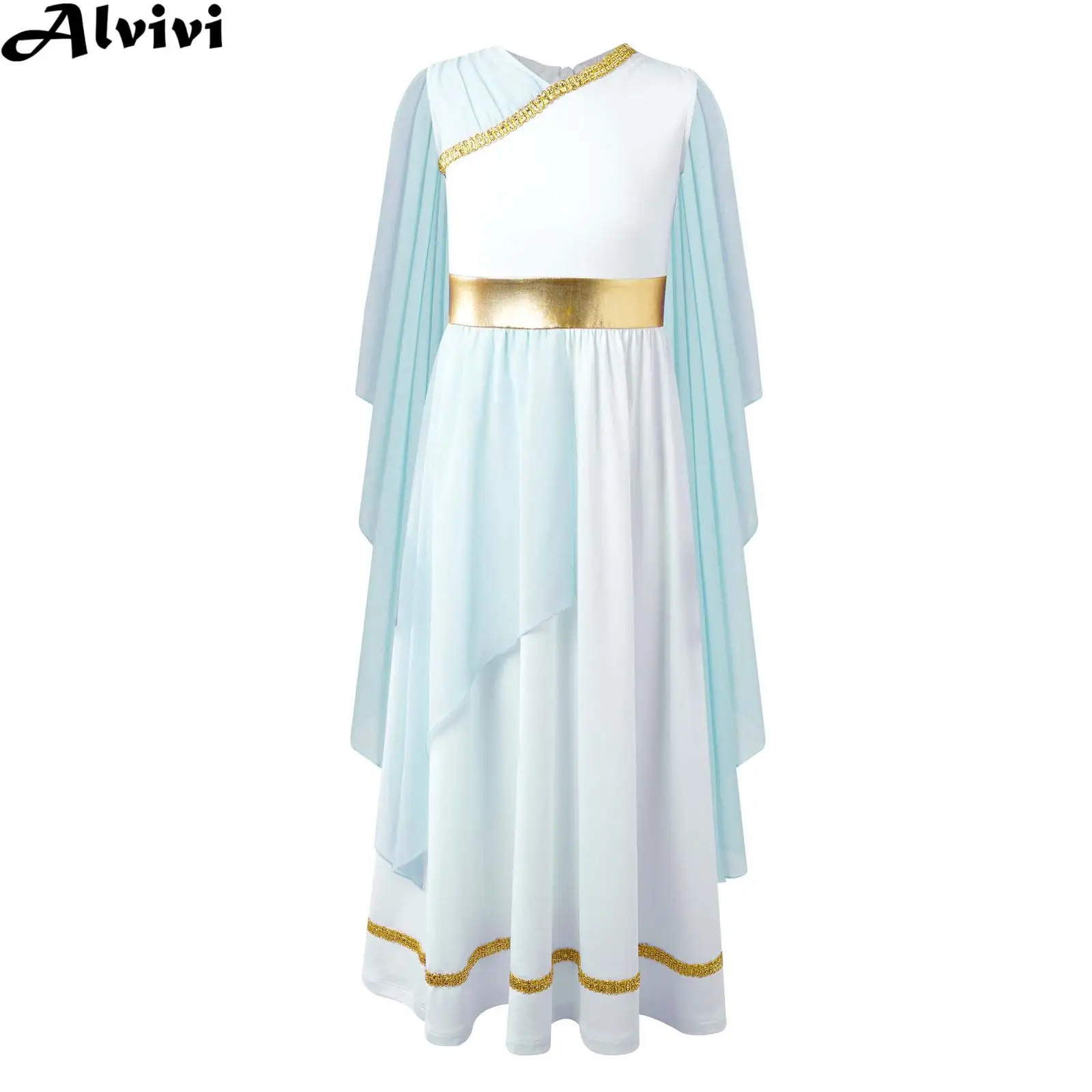 

Детское платье для лирических танцев для девочек, церковное платье для хора, платье Тоги на Хэллоуин, древнегреческое римское богини Афины, карнавальный костюм