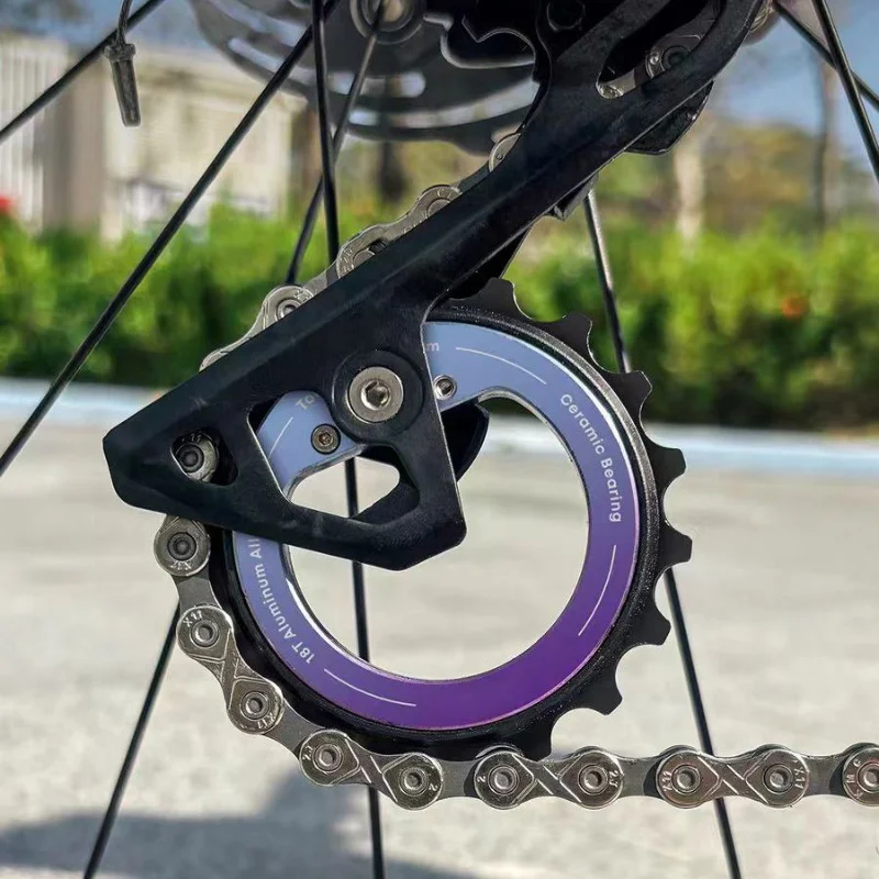 18T Hollow Pulley Wheel Rear Derailleur Ceramic Bearing 9 10 11 Speeds Dual Color Oxidation for R8000 7000 Bike Parts Upgrade