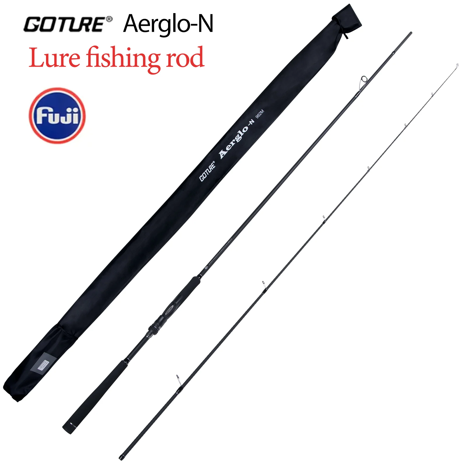 

Goture Aerglo-N Lure Fishing Rods with Fuji Guide 24T+30T Carbon Fiber EVA+ Graphite Wheel Seat 2 Sections Fishing Rod for Perch