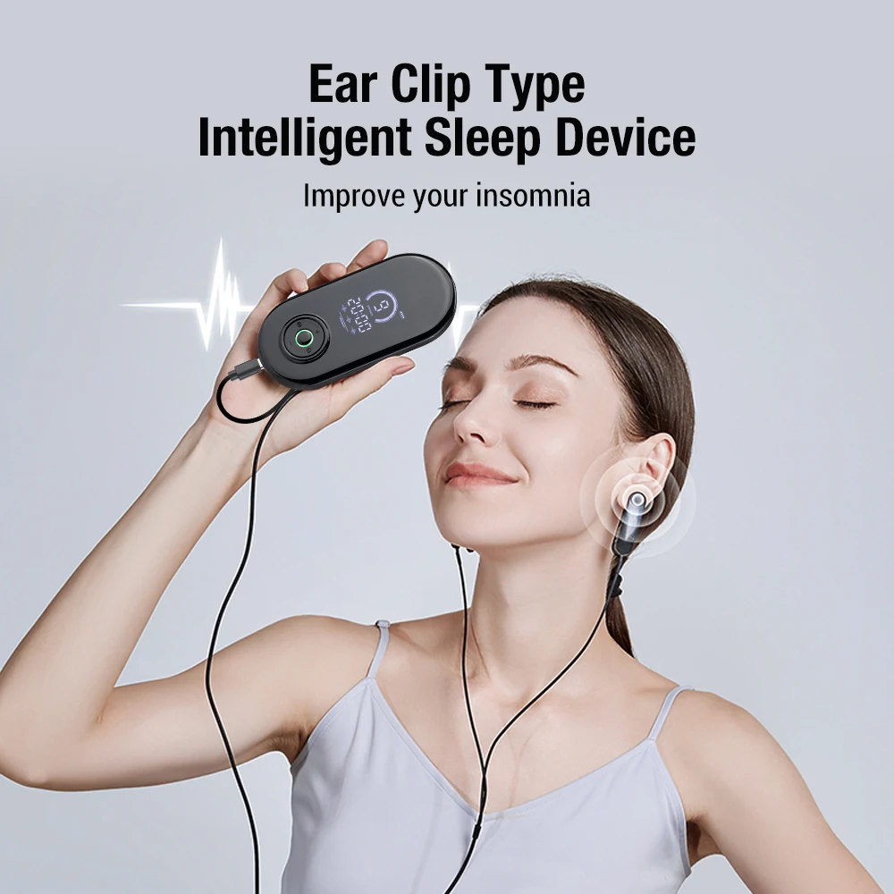 CES Sleep Aid Device Anti Insomnia Anxiety Depression Relief Ear Clip Sleeping Aid Device 9 Levels Pulse Massage Sleep Helper