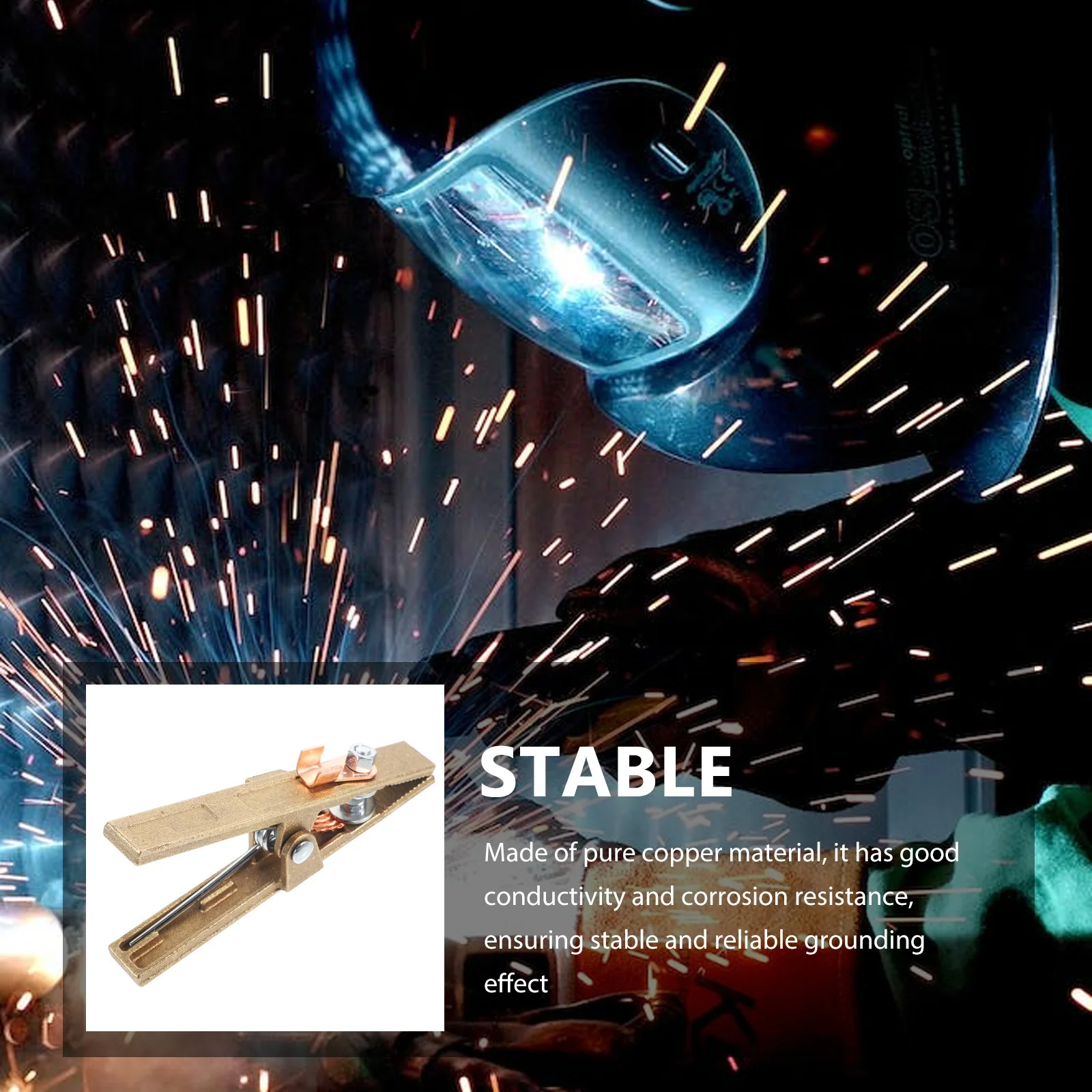 

Welding Ground Clamp 300A Heavy Duty Copper A-Shape Design Adjustable Tightness for Stable Grounding Industrial Machinery