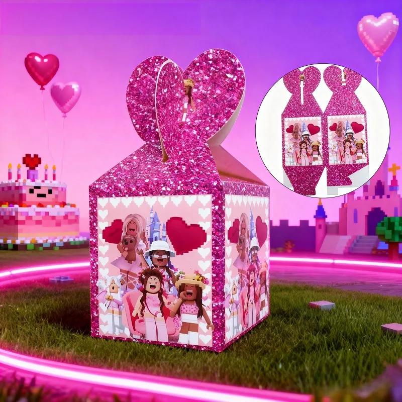 6 stücke Heißer ROBLOX Spiel Thema Mädchen Geburtstag Party Rosa Popcorn Box Tischdecke Candy Box Party Liefert Geschenke