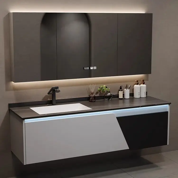 Bathroom Cabinet Ceramic Integrated Basin Washbasin Countertop Washbasin Cabinet Slate Integrated Vanity Seamless Drawers