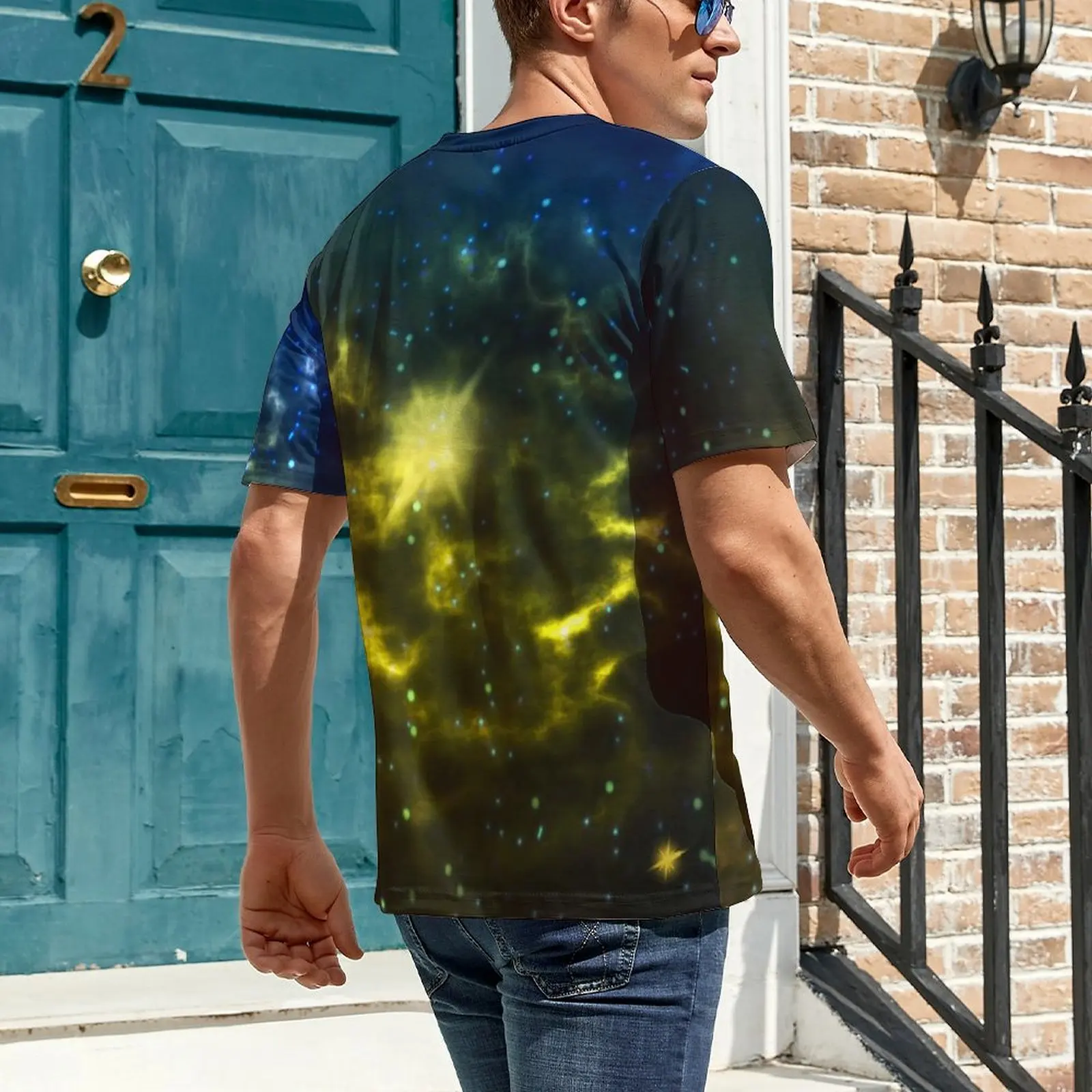 Mens Bright Galaxy T-Shirt Cosmic Starry Sky Retro T-Shirts Short Sleeve Graphic Tops Hot Sale Summer Casual Oversize Top Tees
